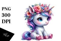 Cute Baby Unicorn Sitting PNG Product Image 1