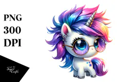 Cute Unicorn with Big Eyes PNG Product Image 1