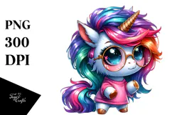 Cute Unicorn with Big Eyes PNG Product Image 1