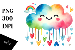Smiling Cloud with Hearts, Colorful PNG Product Image 1