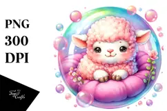 Colorful Smiling Cute Baby Lamb PNG Product Image 1