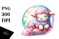 Colorful Smiling Cute Baby Lamb PNG Product Image 1