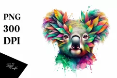 Koala with Plant Leaves, Transparent PNG Product Image 3