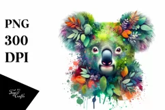Koala with Plant Leaves, Transparent PNG Product Image 1