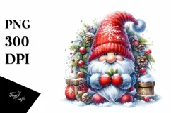 Detailed Vibrant Watercolor Winter Gnome Product Image 3