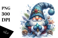 Detailed Vibrant Watercolor Winter Gnome Product Image 1