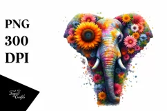 Vibrant Elephant with Sunflower Body, PNG Product Image 3