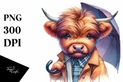Cute Baby Highlandcow Posing PNG Product Image 1