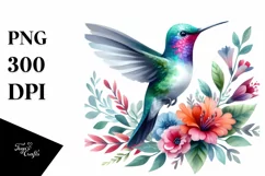 Simple Vibrant Watercolor Hummingbird Sticker Product Image 1