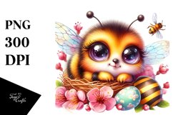 Vibrant Watercolor Goofy Cute Baby Bee PNG Product Image 1