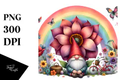 Watercolor Gnome House Rainbow Scene | Sublimation | Clipart Product Image 1