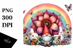 Watercolor Gnome House Rainbow Scene | Sublimation | Clipart Product Image 1