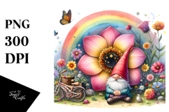 Watercolor Gnome House Rainbow Scene | Sublimation | Clipart Product Image 1