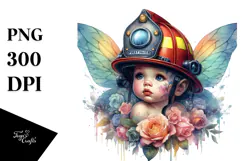 Colorful Baby Fairy in Firefighter's Helmet, Transparent PNG Product Image 1