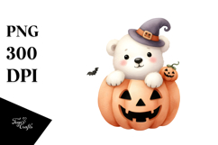 A Cute Halloween Image with Baby Polar Bear, White Product Image 1