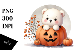 A Cute Halloween Image with Baby Polar Bear, White Product Image 1