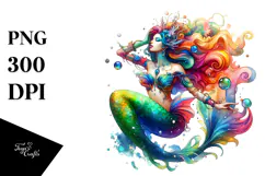 Mermaid with Floral Wreath PNG Product Image 1