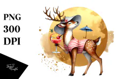 Happy Deer in Beachwear, High-Res PNG Product Image 1