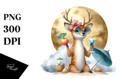 Happy Deer in Beachwear, High-Res PNG Product Image 1