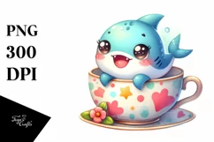 Colorful Smiling Baby Shark in Tea Cup | Sublimation | Product Image 3