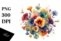 Colorful Bouquet with Nasturtium and Baby | Clipart Product Image 3