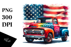 Vintage USA Flag Pickup Truck Clipart Product Image 1
