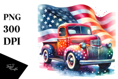 Vintage USA Flag Pickup Truck Clipart Product Image 1