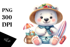 Whimsical Baby Polar Bear in Beachwear PNG Product Image 1
