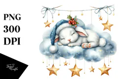 Whimsical Baby Rabbit Dressed for Christmas, PNG Product Image 1