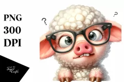 Funny Baby Pig Lamb with es PNG Product Image 3