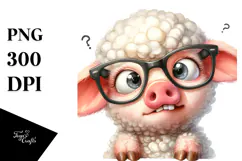 Funny Baby Pig Lamb with es PNG Product Image 1