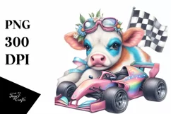 colorful Baby Cow with Race Car Product Image 1