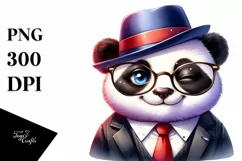 Funny Cute Panda in Retro es Sticker Clipart Product Image 1