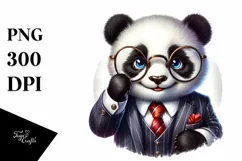 Funny Cute Panda in Retro es Sticker Clipart Product Image 3