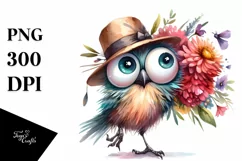 Bird Big Eyes Hat Standing Up Human Like Flower Bouquet | Product Image 1