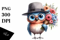 Bird Big Eyes Hat Standing Up Human Like Flower Bouquet | Product Image 1
