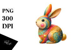 Colorful Wooden Bunny PNG Product Image 1
