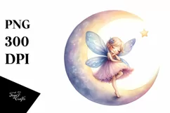Small Cute Fairy Pirouetting Crescent Moon Clipart Product Image 3