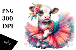 Colorful Baby Cow in Waltz Dancer&#039;s Gown, Transparent PNG Product Image 1