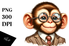 Funny Cute Monkey Retro es Clipart Product Image 1