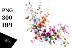 Colorful Watercolor Orchid PNG Product Image 1