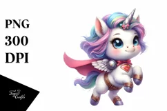 Baby Unicorn Posing as Hero Watercolor Product Image 1