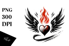 Heart with Wings and Fire PNG Product Image 1