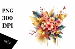 Vibrant Bouquet with Cherry Blossom and Rainbow | Clipart Product Image 1