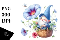 Baby GNOME with Morning Glory PNG Product Image 1