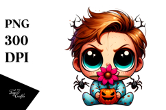 Contemptuous Spider Boy with Pumpkins, PNG Product Image 1