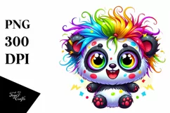 Colorful Baby Panda Cartoon | Sublimation Clipart Product Image 1