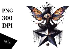 Gothic Fairy on a Star, PNG Product Image 1