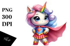 Pastel Baby Unicorn as Hero | Clipart Product Image 1