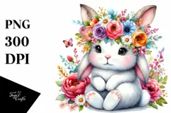 Cartoon-Style Cute Bunny with Flower Crown | Clipart Product Image 3